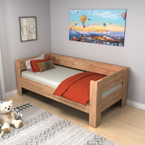 Единично легло в естествен цвят 90x190 cm Malina - Kalune Design-image-3