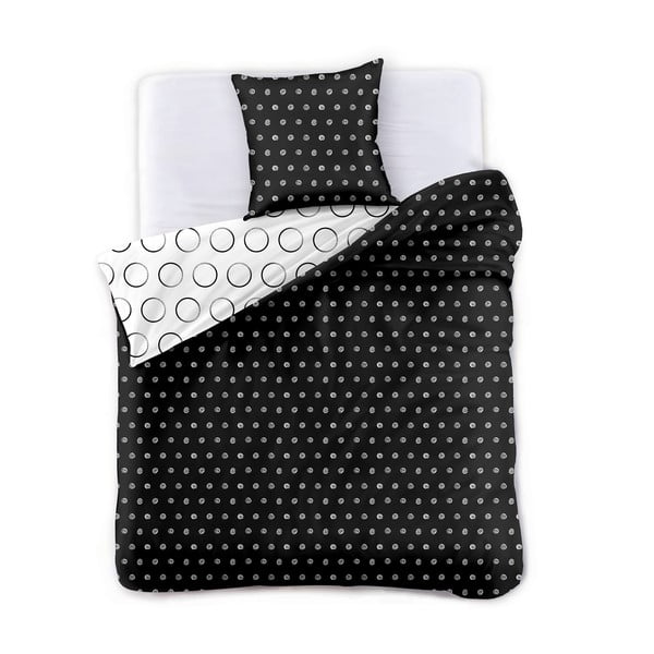 Черно-бял двустранен чаршаф от микрофибър за единично легло Hypnosis Dark Night, 200 x 135 cm - DecoKing