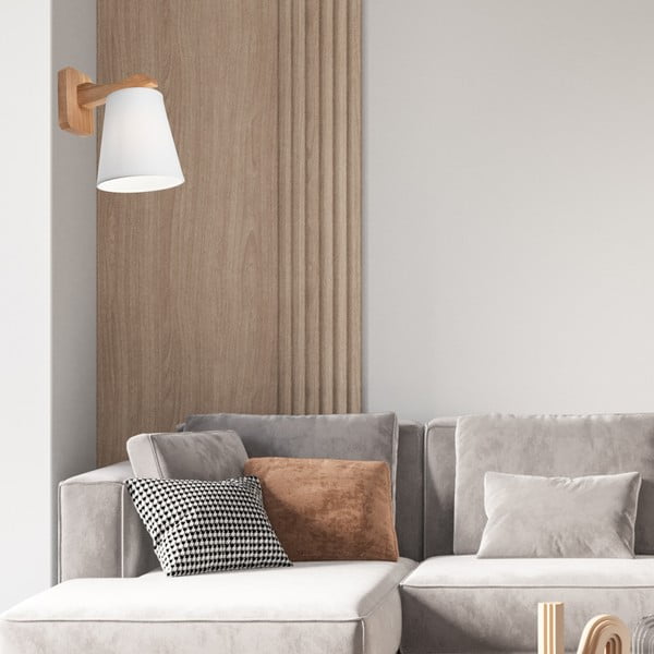 Бяла и кафява стенна лампа ø 16 cm Andreas – LAMKUR-image-1