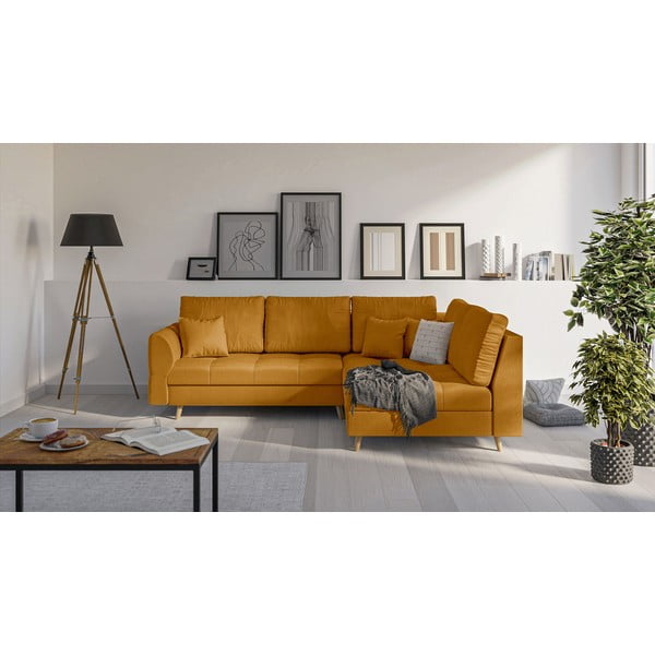 Ъглов диван (десен ъгъл) в цвят горчица Ariella - Ropez-image-2