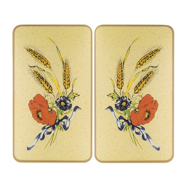 Капаци за печка в комплект от 2 броя от закалено стъкло 52x30 cm Corn-Flowers - Maximex