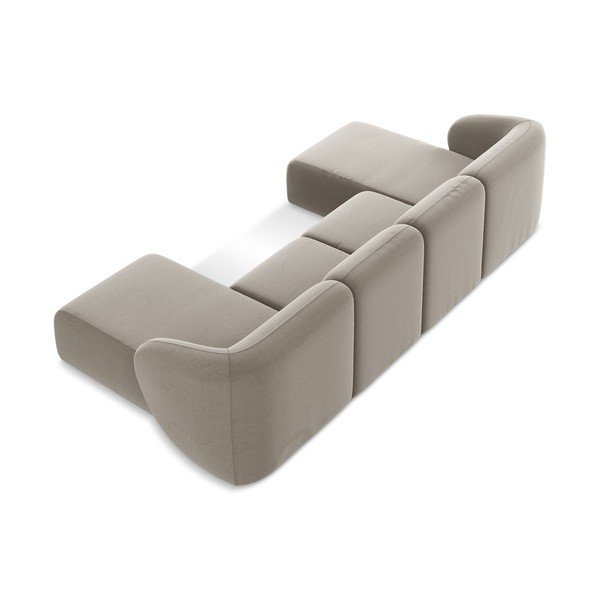 Светлокафяв кадифен ъглов диван (U форма) Lani – Makamii-image-3