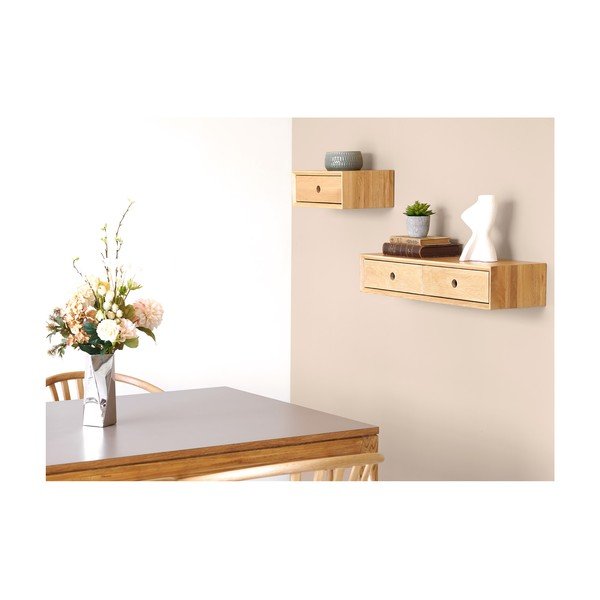 Стенен рафт от масивен дъб в светло естествен цвят 80 cm Luzern – House Nordic-image-3