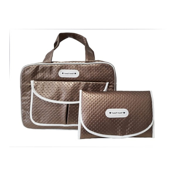 Комплект кафява чанта за количка и подложка за преповиване Dots - Naf Naf