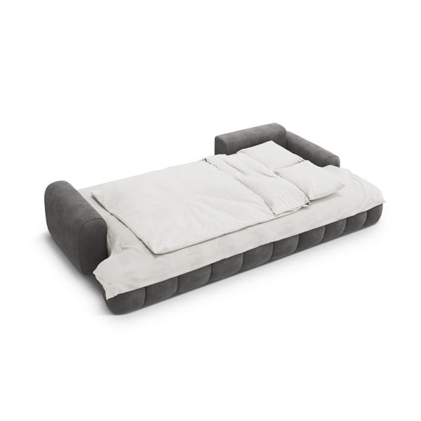 Сив кадифен сгъваем/с място за съхранение ъглов диван (десен ъгъл) Linz – Cosmopolitan Design-image-4