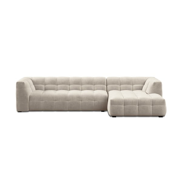 Бежов ъглов диван от кадифе , десен ъгъл Vesta - Windsor & Co Sofas