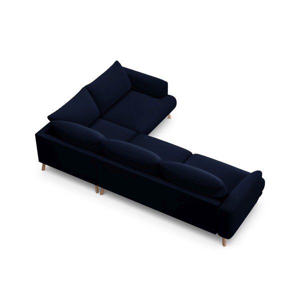 Тъмносин кадифен ъглов диван (десен ъгъл/L форма) Naomi – Micadoni -image-3