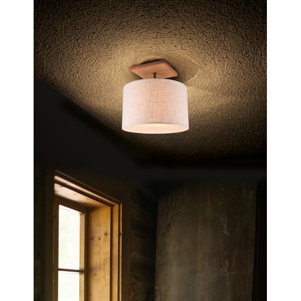 Светлосиво осветително тяло за таван с текстилен абажур Elmau – Trio-image-1