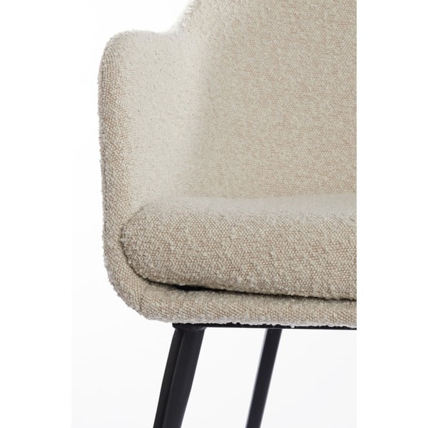 Кремав тапициран трапезен стол с подлакътници Leone – Light & Living-image-4