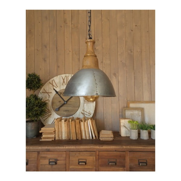 Висяща лампа в сребристо с дървена розетка , ⌀ 30 cm - Orchidea Milano