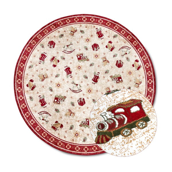 Червен  кръгъл килим с коледен мотив със смес от памук ø 200 cm Toy's Delight Red Christmas – Villeroy&Boch