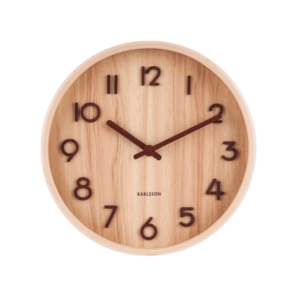 Светлокафяв стенен часовник от липово дърво Малък, ø 22 cm Pure - Karlsson