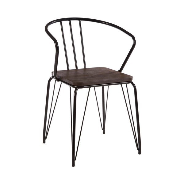 Черен/в естествен цвят трапезен стол от масивен бряст District – Premier Housewares