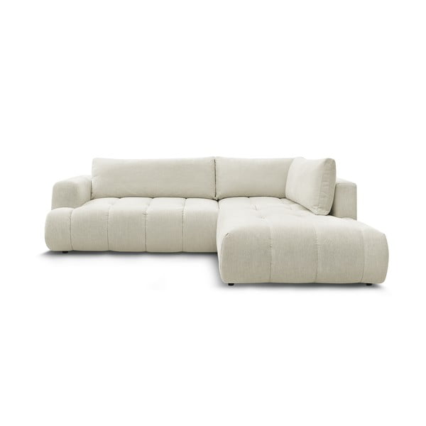 Бежов сгъваем/с място за съхранение ъглов диван (десен ъгъл/L форма) Fuji – Bobochic Paris