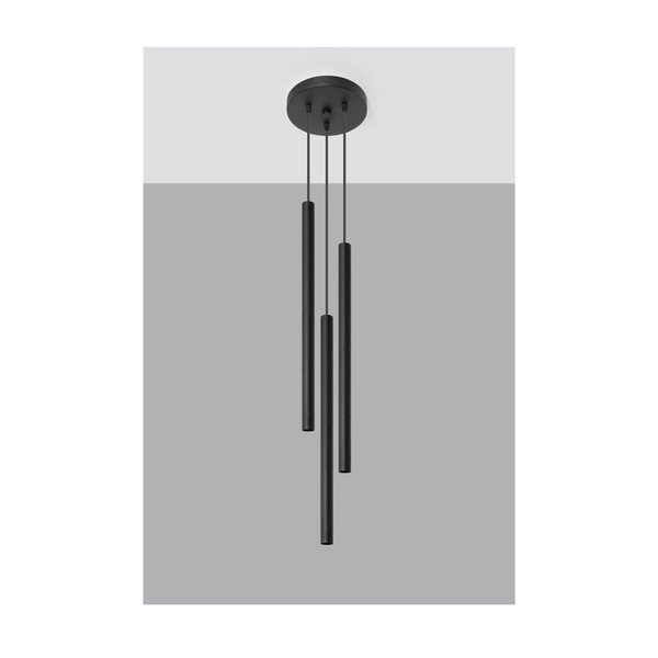 Черно метално висящо осветително тяло ø 20 cm Fideus – Sollux-image-3