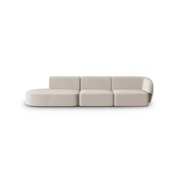 Бежов кадифен диван с десен ъгъл 311 cm Paolo – Milo Casa