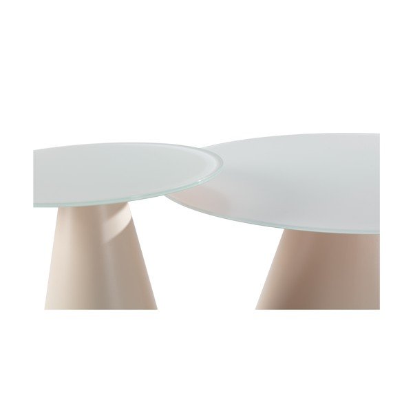 Кремави кръгли масички за кафе в комплект 2 бр. със стъклен плот ø 80 cm Vida – MOME-image-2