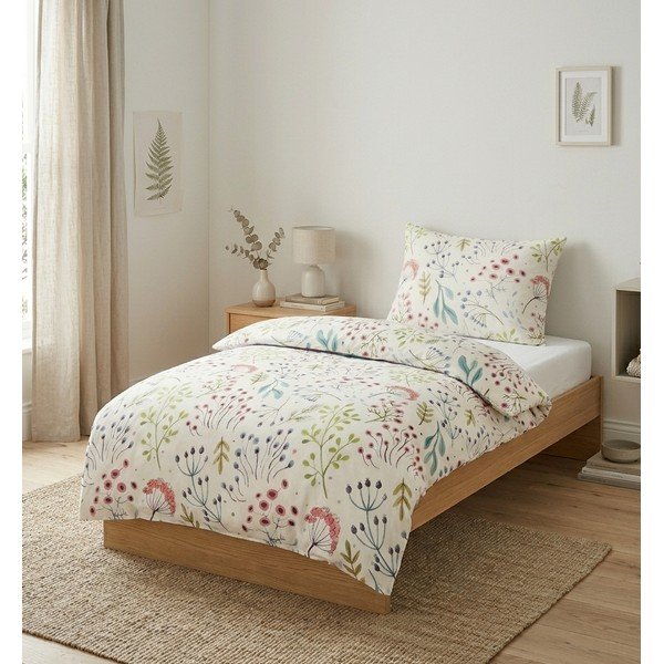 Бяло единично  спално бельо от памучен сатен 140x200 cm Jasmine – My House-image-1