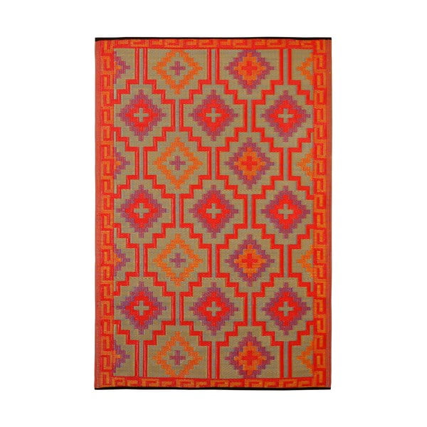 Двустранен килим за открито от рециклирана пластмаса Orange & Violet Orange & Violet, 120 x 180 cm Lhasa - Fab Hab