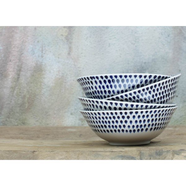 Бяла и синя каменна купа Капка, ø 17 cm Indigo - Nkuku-image-1