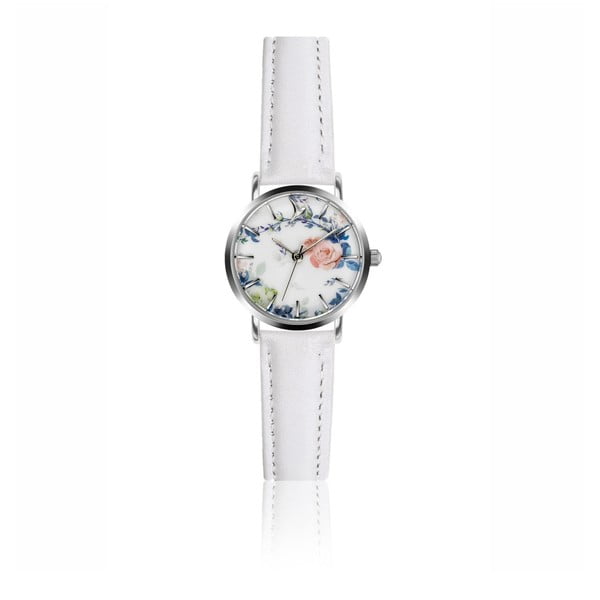 Дамски часовник с бяла каишка от естествена кожа в бяло Rosa - Emily Westwood