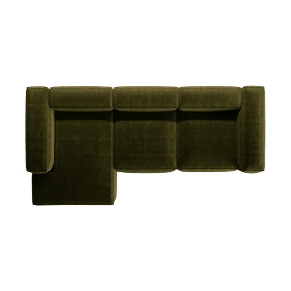 Зелен ъглов диван от рипсено кадифе (ляв ъгъл) Bergamo – Cosmopolitan Design-image-3