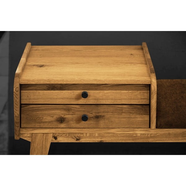 Пейка с чекмеджета от дъбова дървесина с оранжева седалка Retro - The Beds-image-4