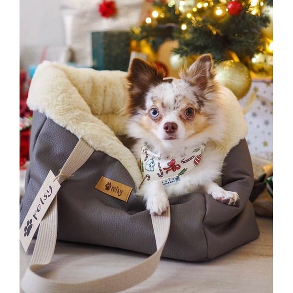 Кафява щайга от екокожа 35x21 cm Snow - Petsy-image-1