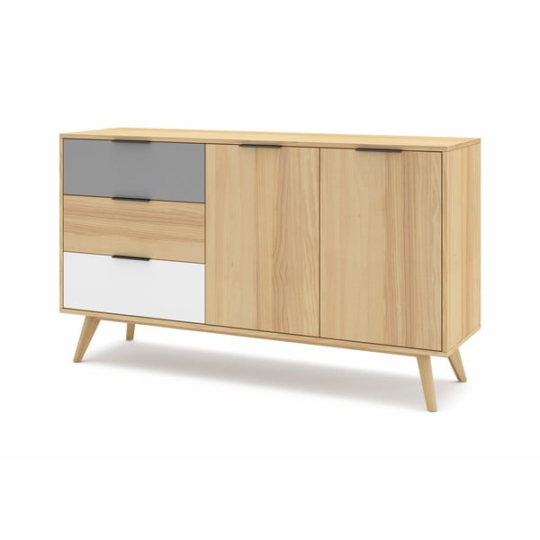 Нисък скрин с дъбов декор в естествен цвят 140x81 cm Elfa - Marckeric-image-3