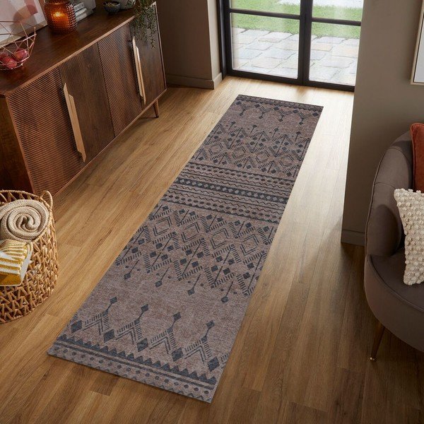 Кафяв миещ се килим 57x230 cm MATCH NIKO JUTE LOOK - Flair Rugs-image-1