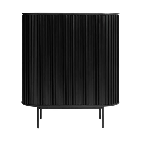 Черен шкаф в дъбов декор 125x110 cm Siena - Unique Furniture