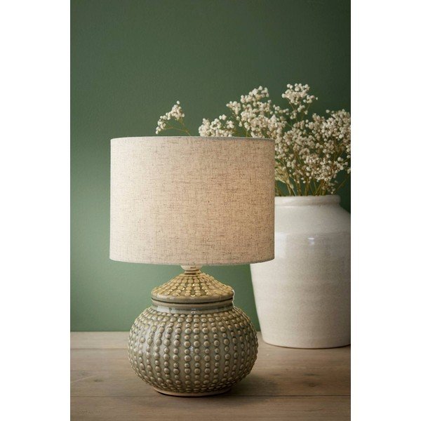 Сива/бежова ленена настолна лампа (височина 39 cm) Niko – Ellos Home-image-1