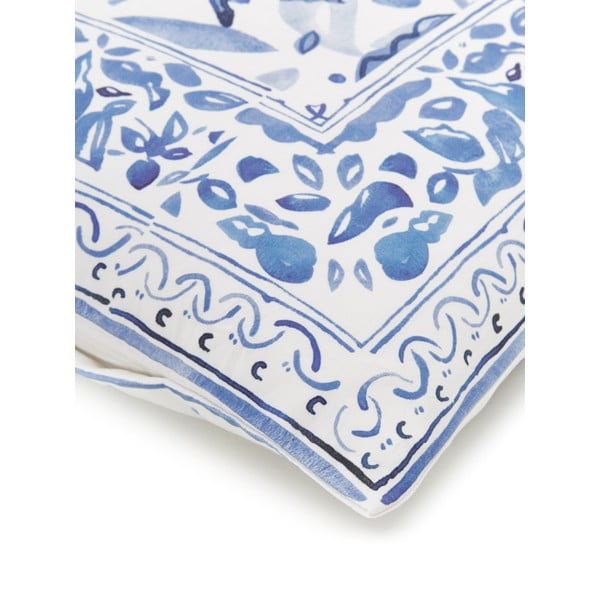 Синьо и бяло спално бельо за единично легло от памучен сатен , 155 x 220 cm Ryle - Westwing Collection-image-4