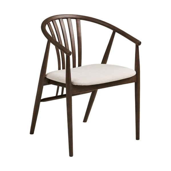 Тъмнокафяв трапезен стол с подлакътници от масивен дъб Agustin – House Nordic