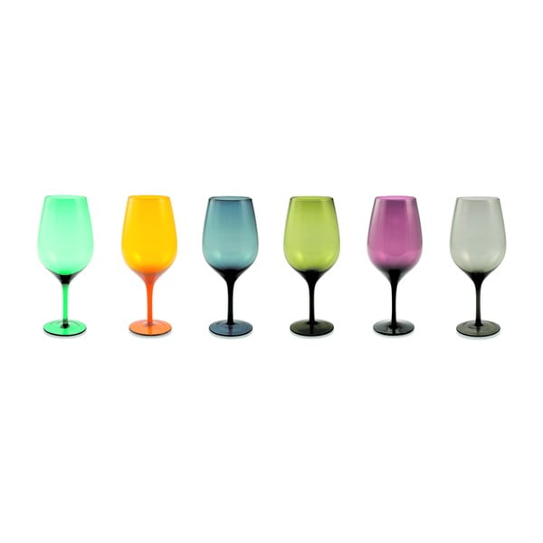 Sada 6 barevných sklenic na víno Villa d'Este Happy Hour, 428 ml