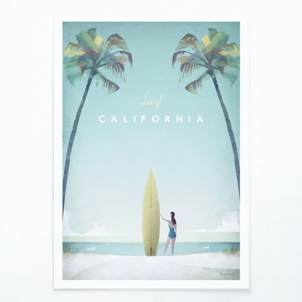 Плакат , 50 x 70 cm California - Travelposter