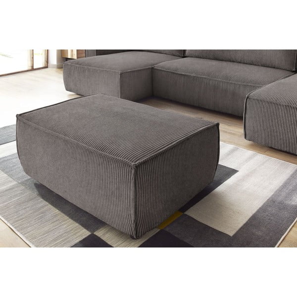 Кафяво-сива табуретка  от рипсено кадифе Nihad – Bobochic Paris-image-4