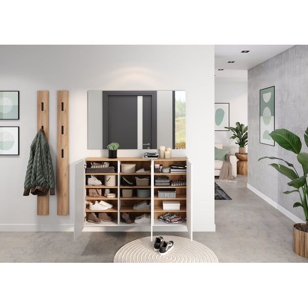 Бяло висящо шкафче от декор от дъб  138x87x25 cm Libbiano – Germania-image-1