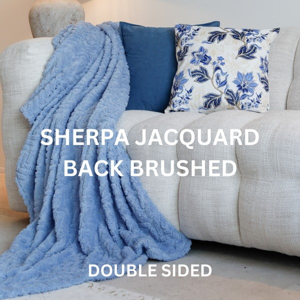 Синьо одеяло от микроплюш 150x200 cm Rena – Tiseco Home Studio-image-3