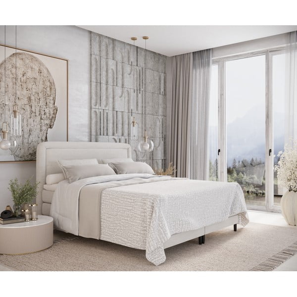 Кремаво боксспринг легло 200x200 cm Dove – Maison de Rêve-image-1