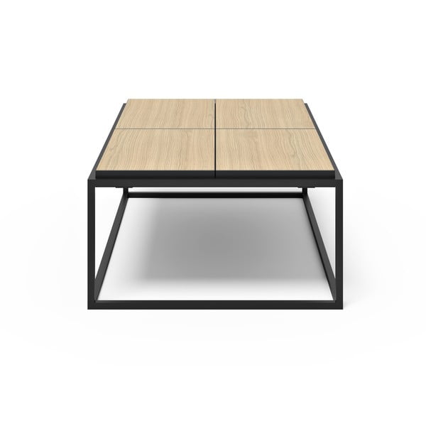 Масичка за кафе с дъбов плот в черен и естествен цвят 75x120 cm Douro - TemaHome-image-3