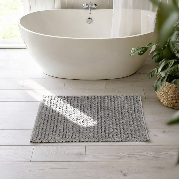 Сив текстилен килим за баня 50x80 cm Solivo – Wenko-image-1
