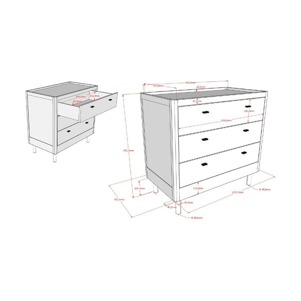 Бял детски скрин от масивен бук 100x95x55 cm Forrest – Vipack-image-3