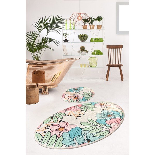 Комплект от 2 овални изтривалки за баня Pastel Bloom - Foutastic-image-1