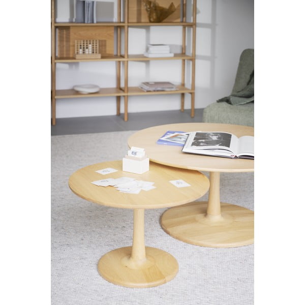 Кръгла масичка за кафе от декор от дъб  в естествен цвят 60x60 cm Hobart – Rowico-image-2