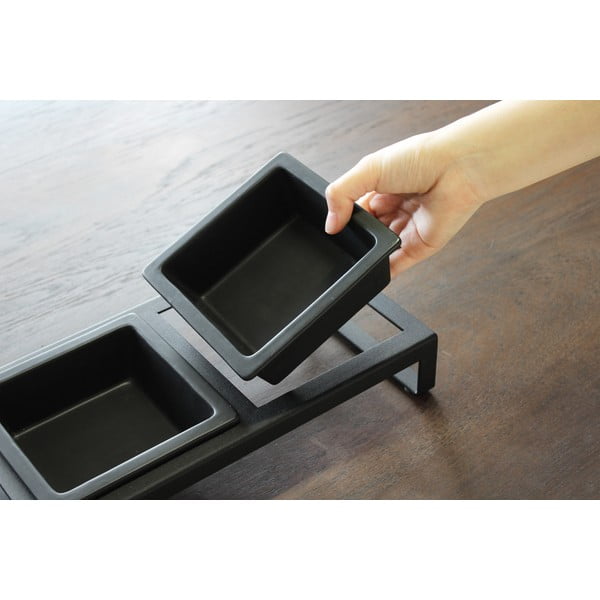 Комплект черни купи за животни с поставка Yamazaki Tower - YAMAZAKI-image-1