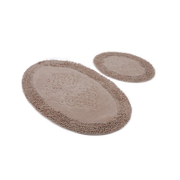 Комплект от 2 светлокафяви овални килима за баня Chilai Piante Oval - Foutastic-image-2