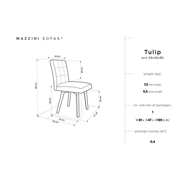 Бежов трапезен стол Tulip - Mazzini Sofas-image-3