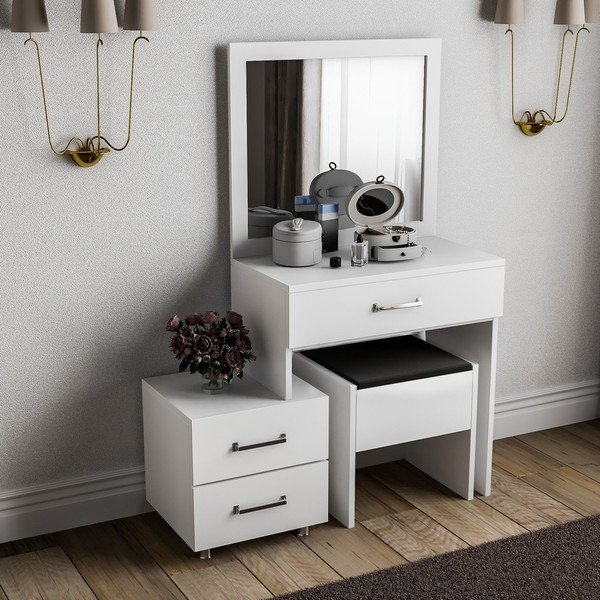 Бяла дървена тоалетка Alacati - Kalune Design-image-3