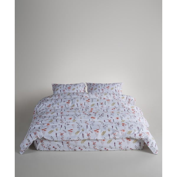 Бяло двойно удължено спално бельо от памук Renforcé 240x220 cm Floral Dance Autumn – Mila Home Luxury-image-2